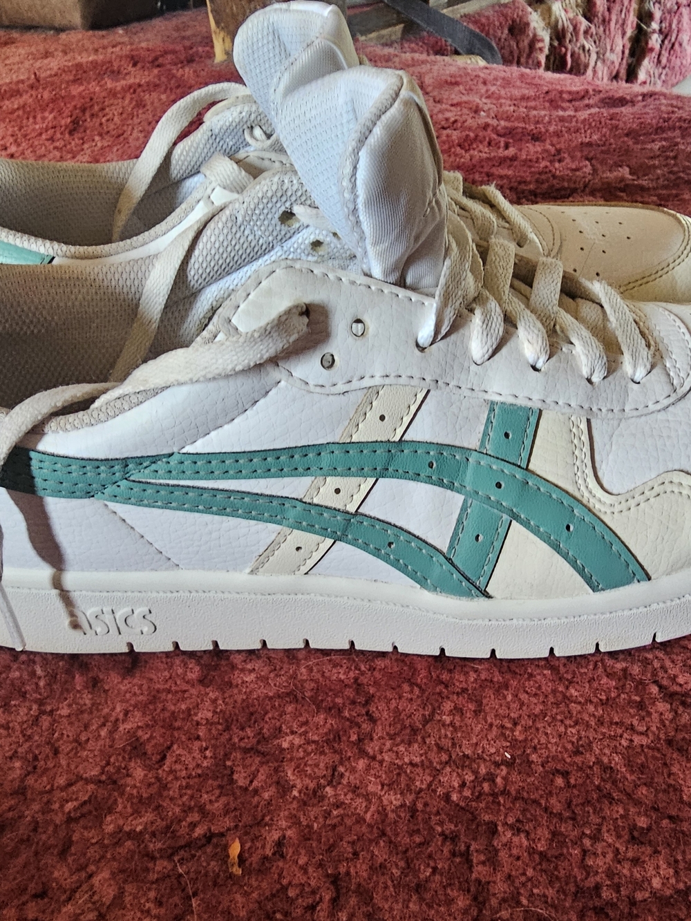 Asics White Sneakers with Teal Accent Stripes